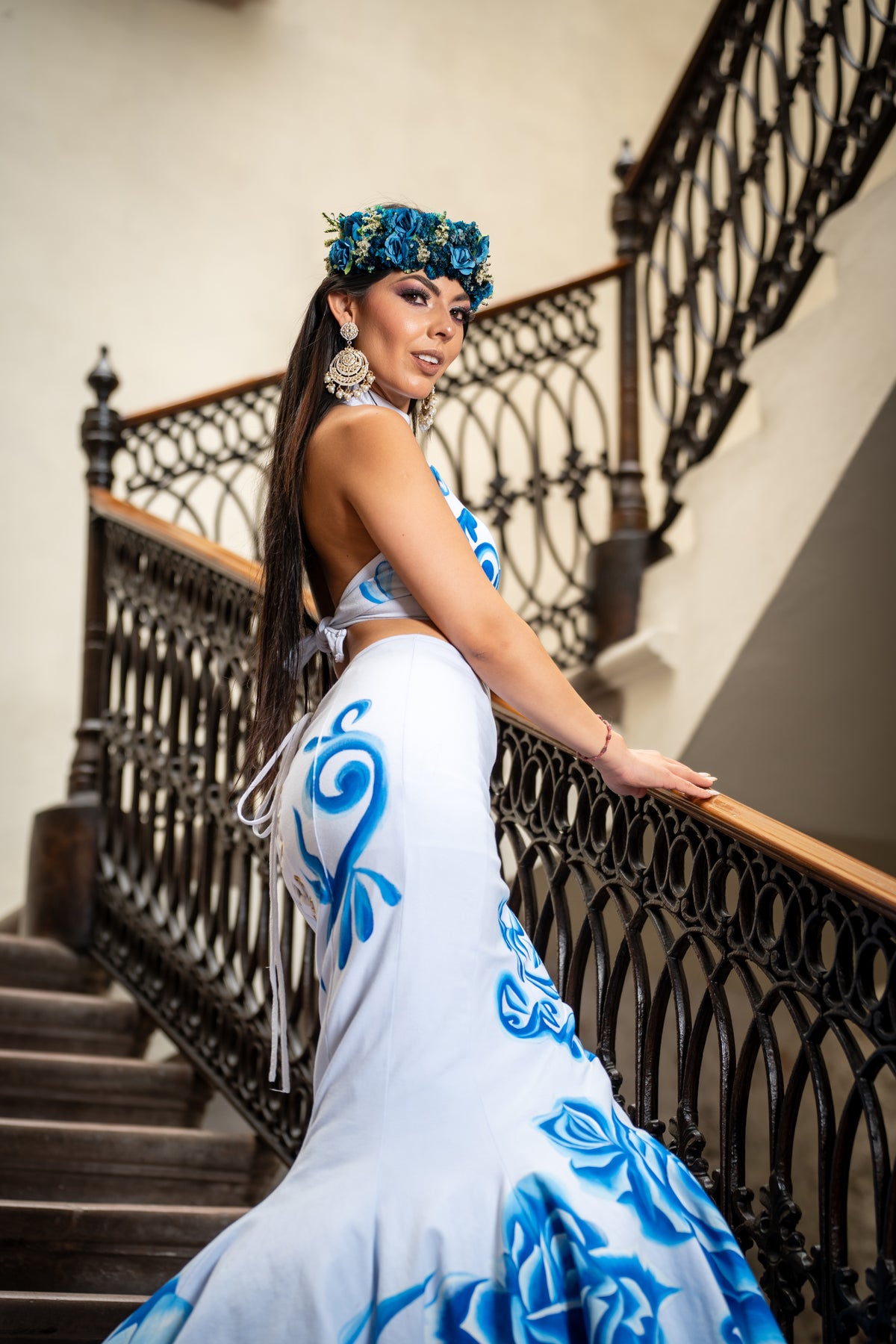 Falda rosas azules