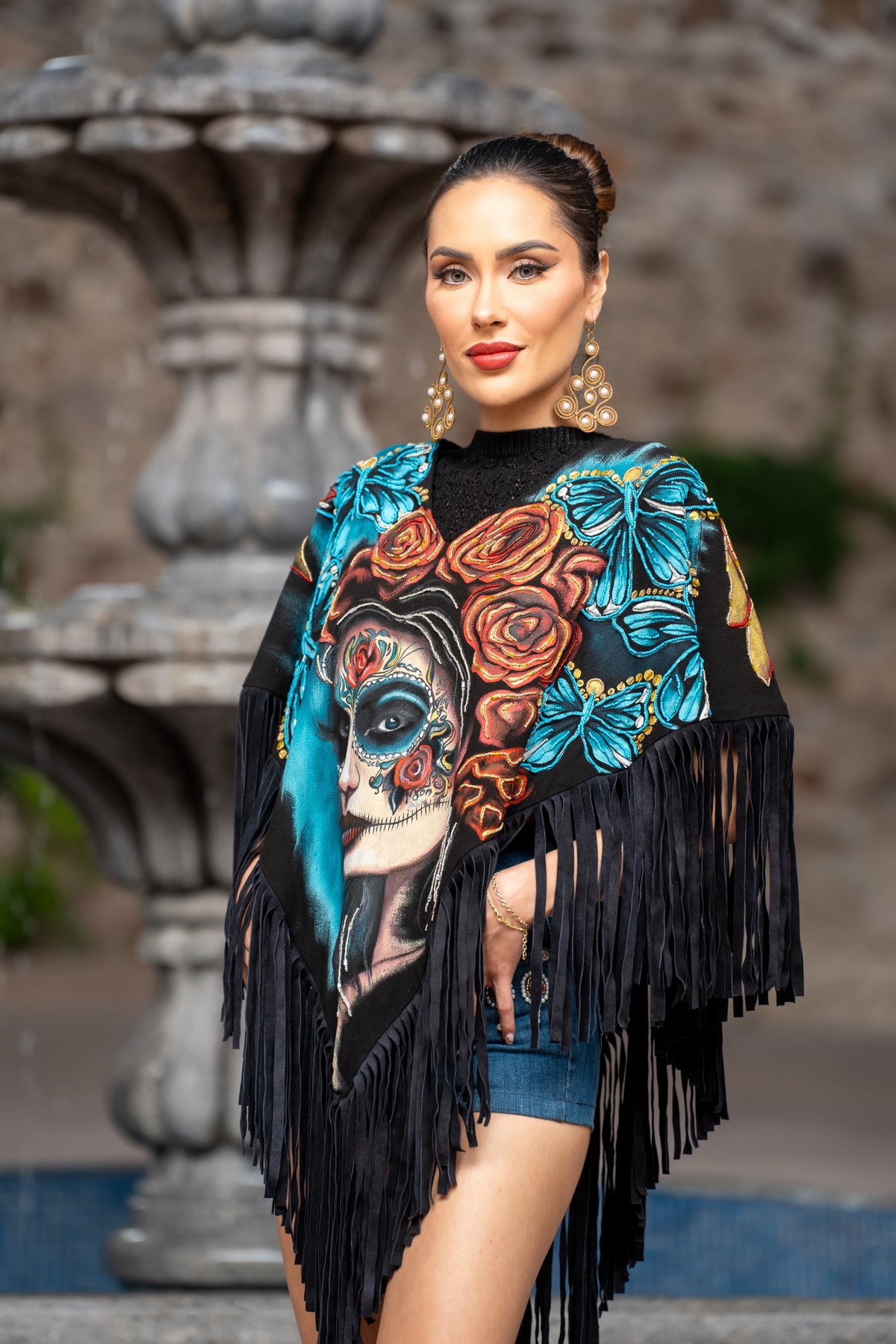 Quetzquemetl Catrina flecos