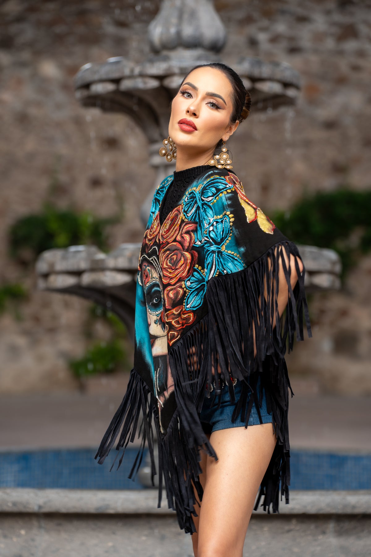 Quetzquemetl Catrina flecos