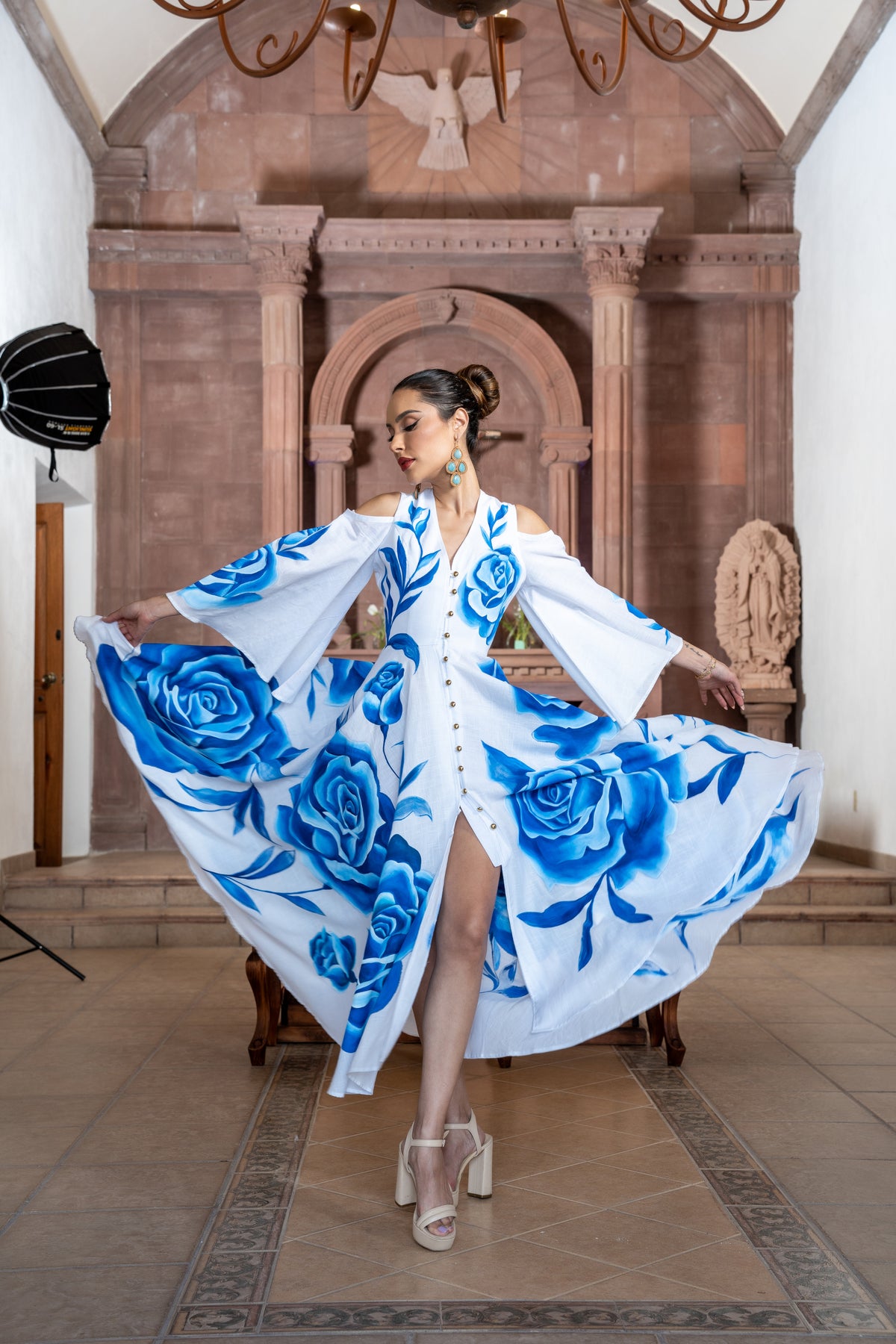 Vestido Yatziri rosas azules