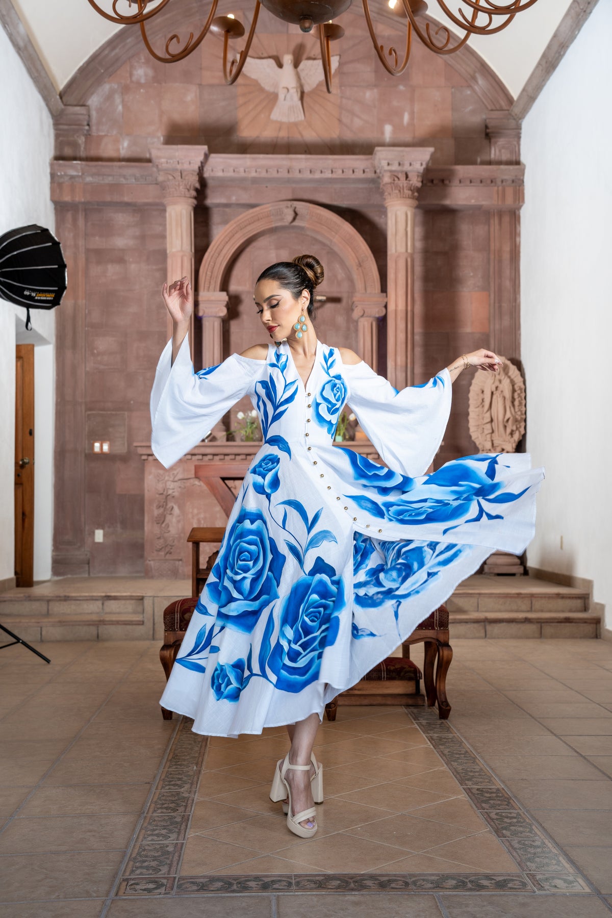 Vestido Yatziri rosas azules