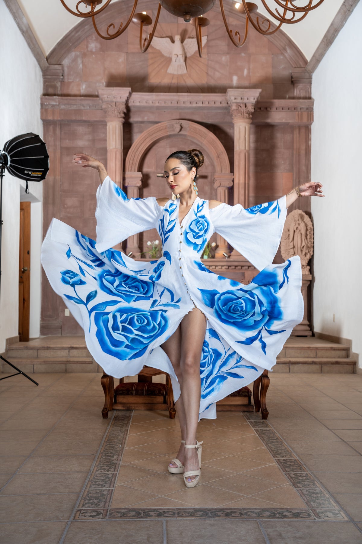Vestido Yatziri rosas azules