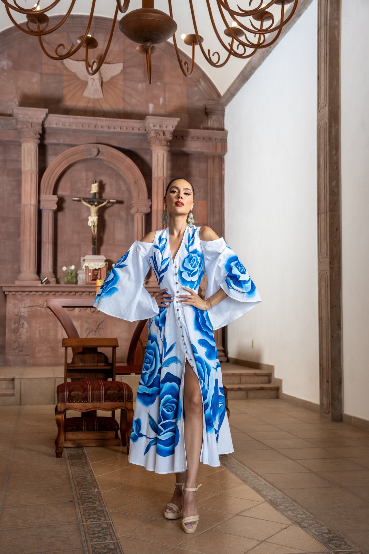 Vestido Yatziri rosas azules