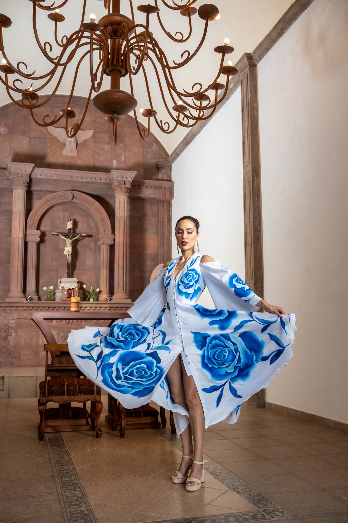 Vestido Yatziri rosas azules