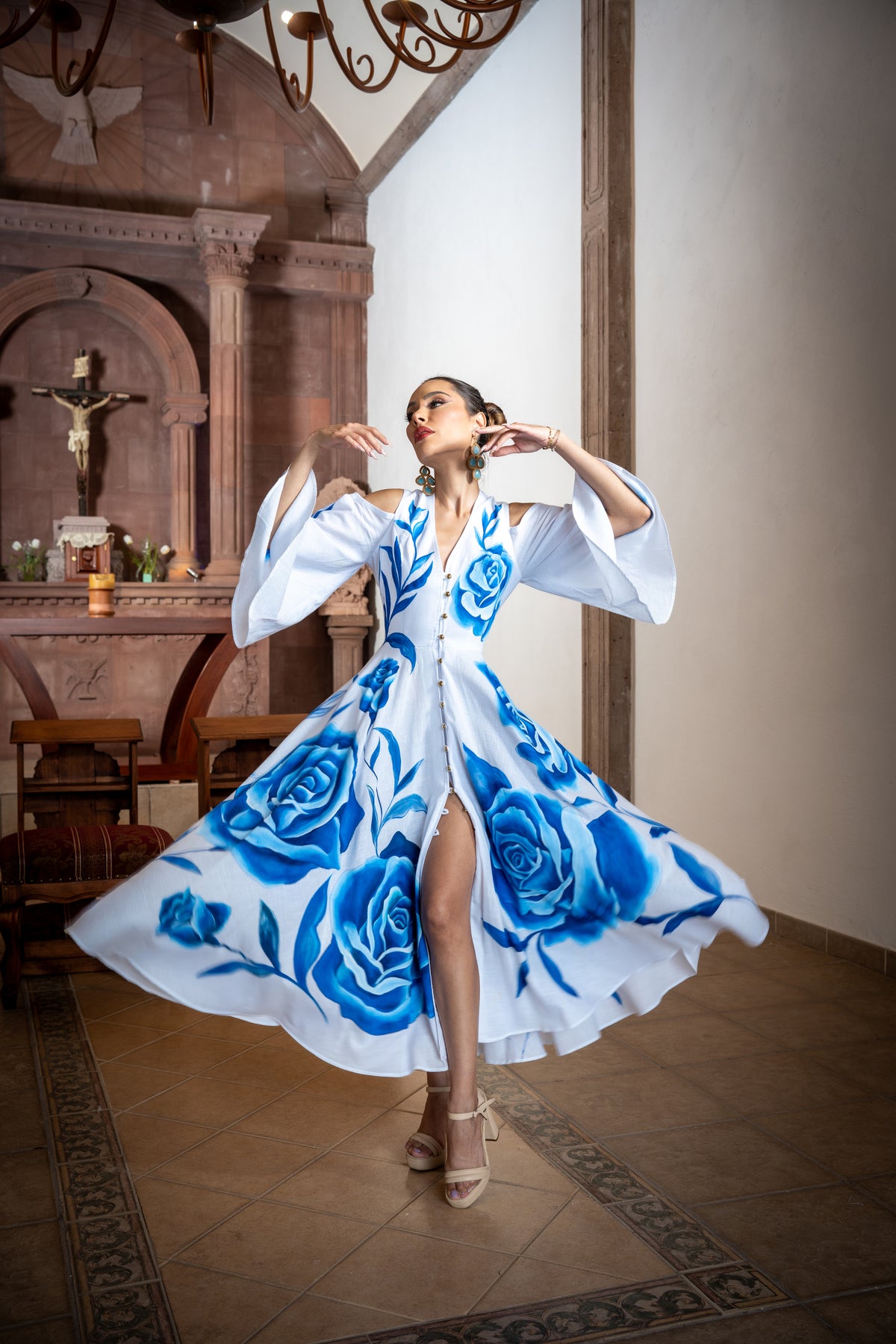 Vestido Yatziri rosas azules