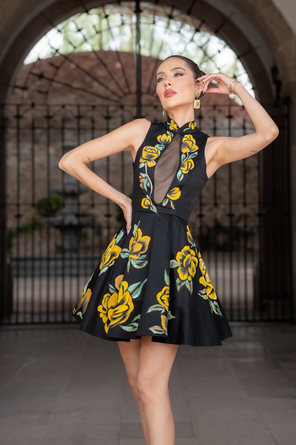 Vestido Cozumel rosas amarillas