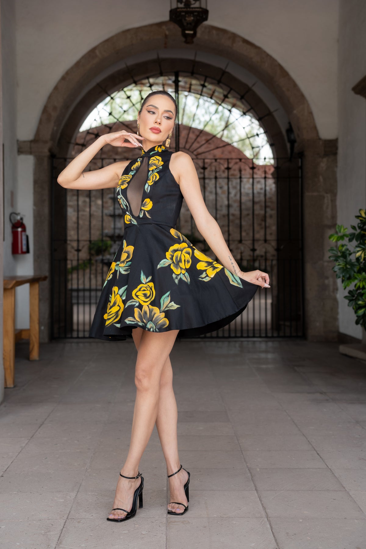 Vestido Cozumel rosas amarillas